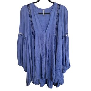 Free People Top Small Blue Just The Two Of Us Boho Flowy